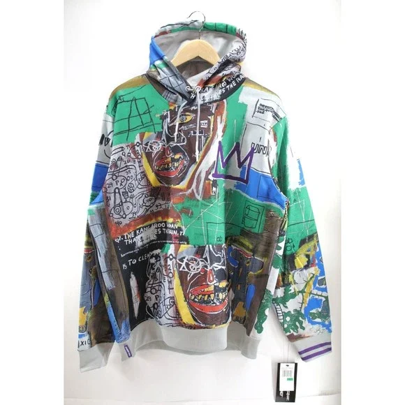 Members Only X Jean Michael Basquiat‎ All Over Print Pullover Hoodie Jacket L - Picture 2 of 9